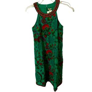 New Anthropologie Dolma green floral embroidered mini dress size medium